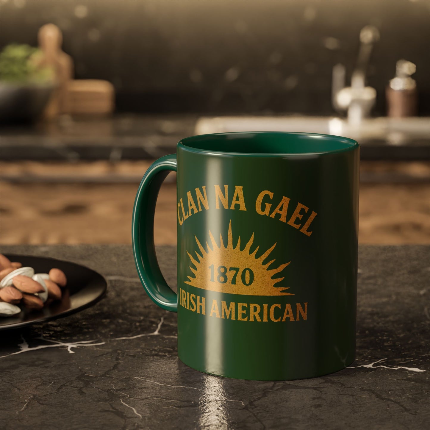 "Clan na Gael - Irish American", Colorful Mugs (11oz, 15oz) (Brithemain Green)