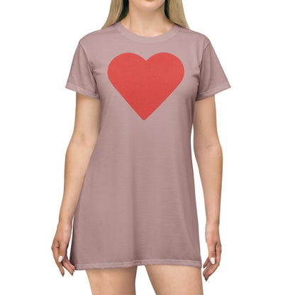 "Big Heart", T-Shirt Dress (Dusty Rose)