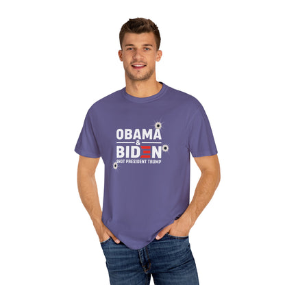 "Obama & Biden Shot President Trump", Unisex Black T-shirt