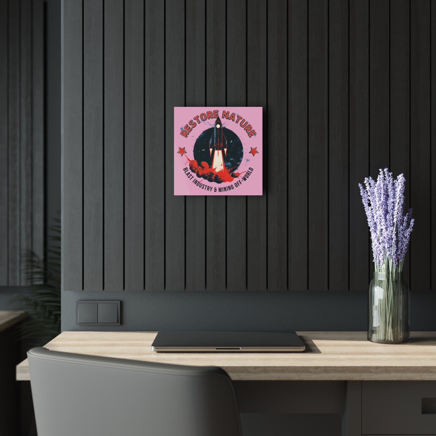 "Restore Nature", Acrylic Wall Prints (French Cleat Hanging) (Light Hot Pink)