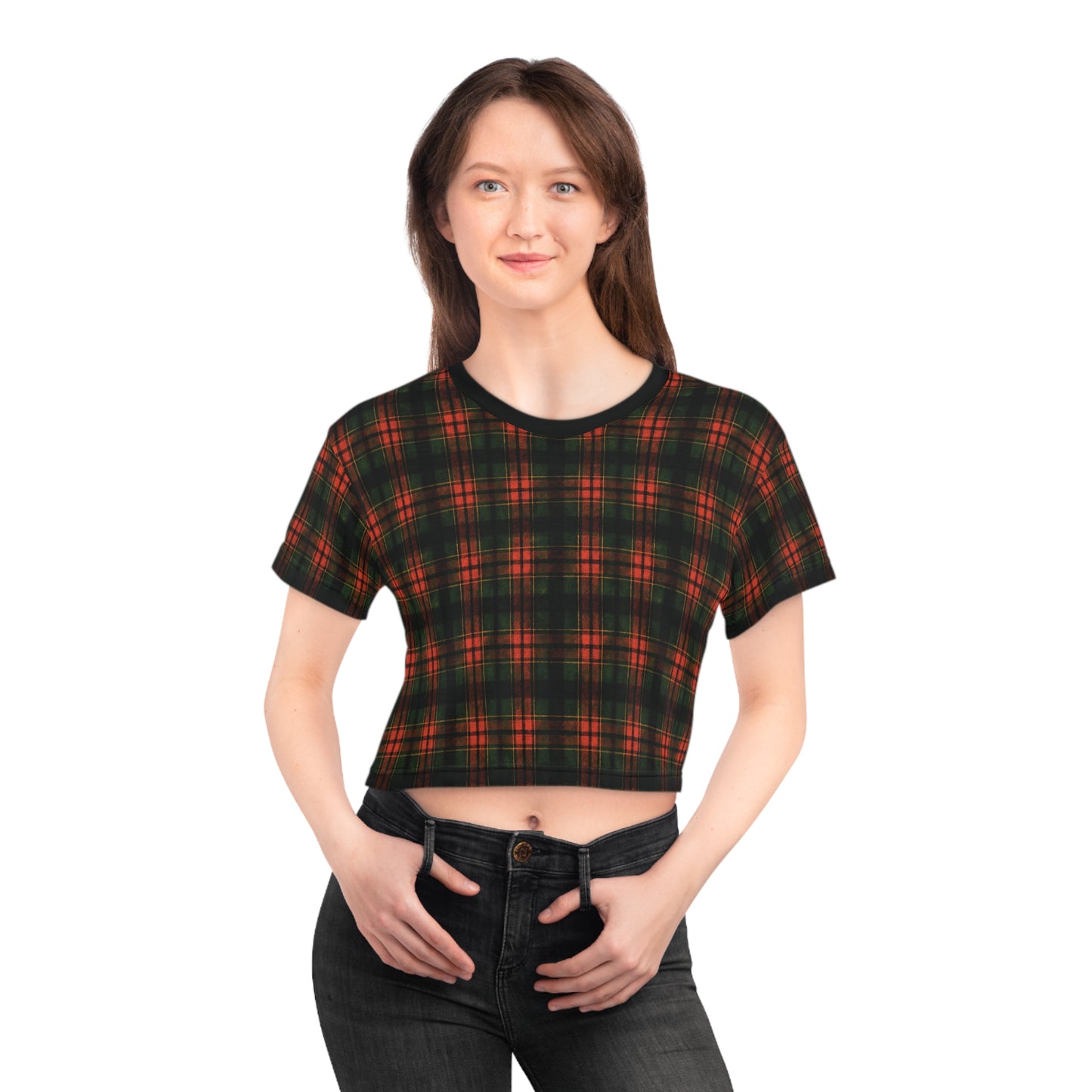 "Kilmor Brieve Tartan", Crop Tee (Brieve Black Collar)