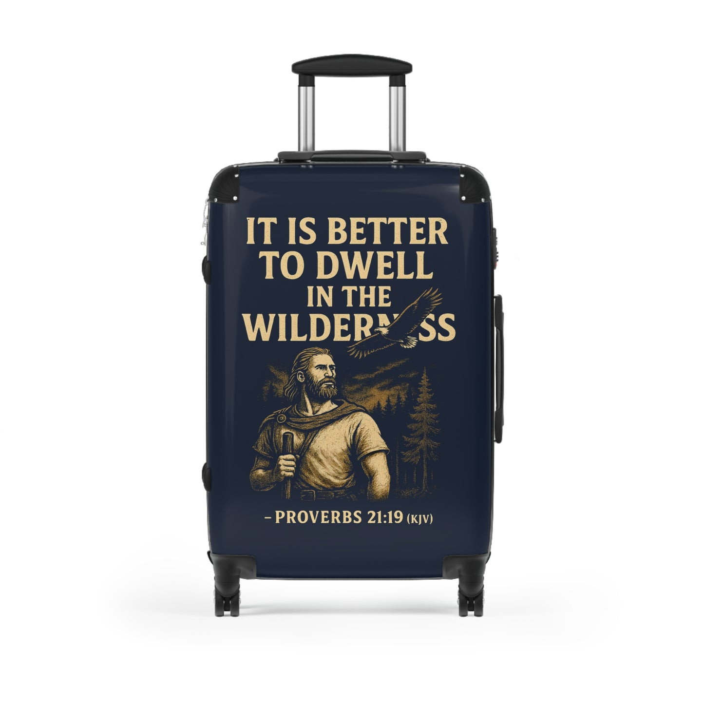 "Proverbs 21:19 (KJV), Suitcases (Dark Cambridge Blue)