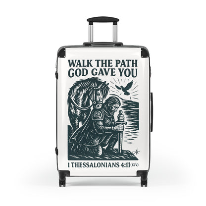 "1 Thessalonians 4:11 (KJV), Suitcases (Porcelain White)