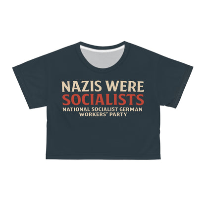 "Nazis were Socialists", Wearable Pattern Art Crop Tee (Blue Whale)