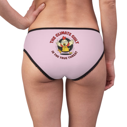 "The Climate Cult" (Chicken Little), Women's Briefs (Lace Pink)