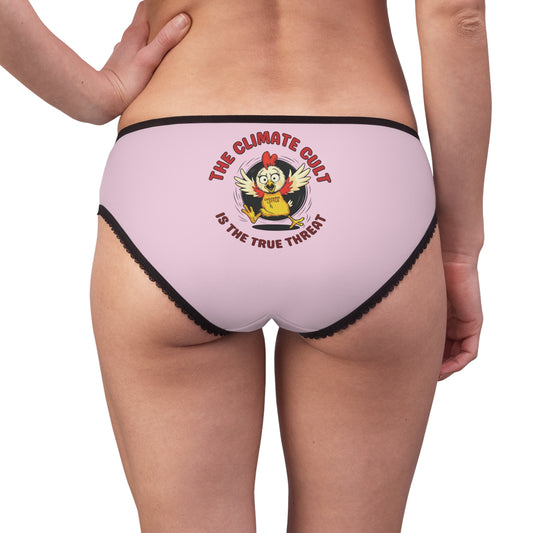 "The Climate Cult" (Chicken Little), Women's Briefs (Lace Pink)