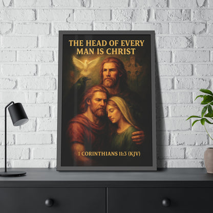 "1 Corinthians 11:3 (KJV)", Framed Paper Poster (Shadow Black)