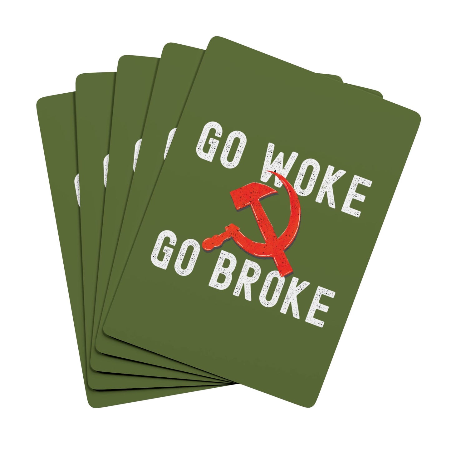 "Go Woke Go Broke (Communist)", Cultural Playing Cards (Kangaroo-Bush Green)