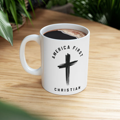 "America First Christian" #05, White Mug (11oz & 15oz)