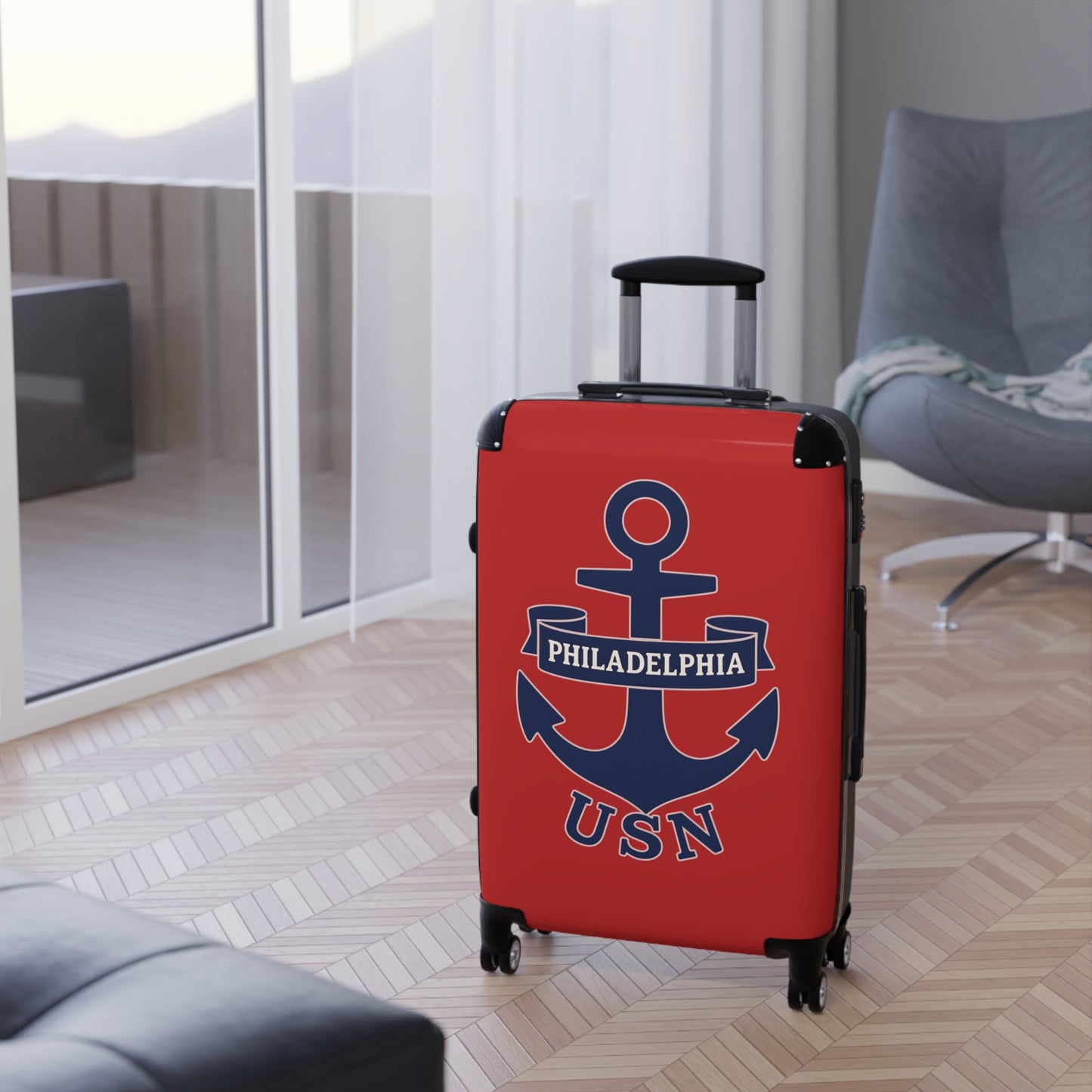 "USN Anchor", Suitcase (Spring Cherry Red)