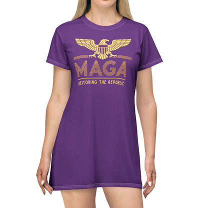 "MAGA - Restoring the Republic", T-Shirt Dress (Vesper Violet)