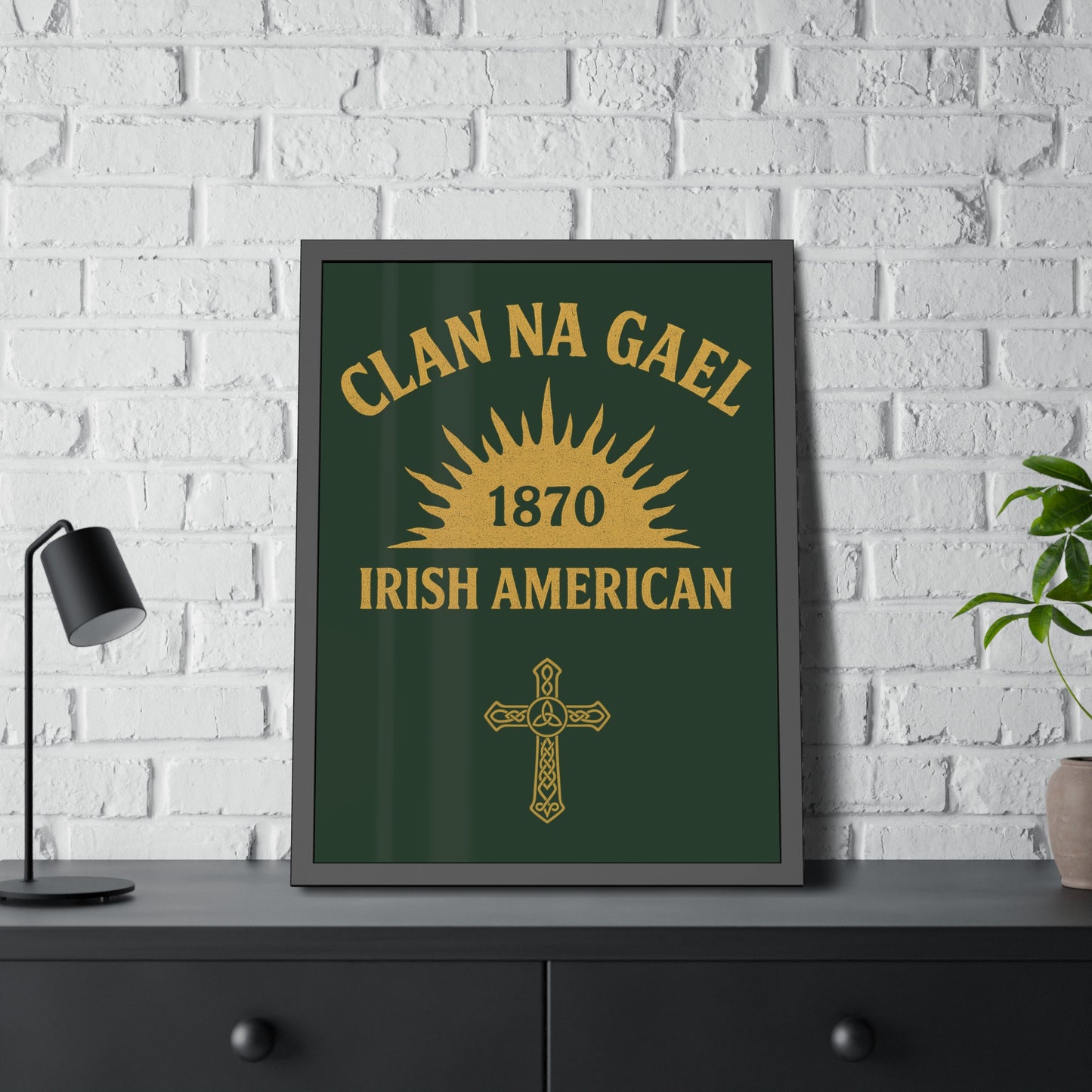 "Clan na Gael - Irish American", Framed Paper Poster (Fenian Green)