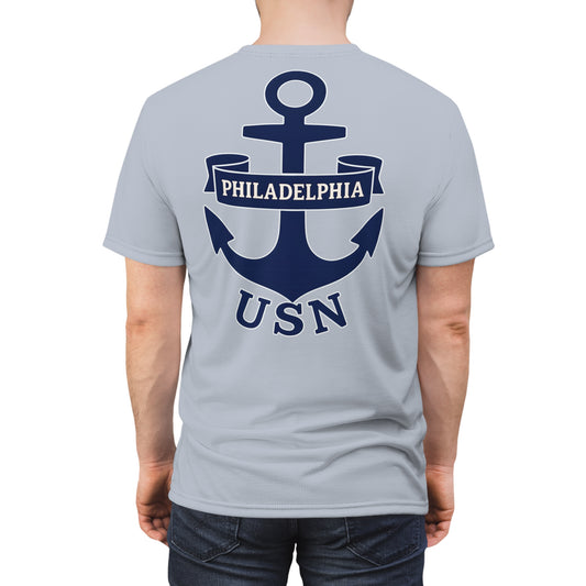 "USN Anchor", Unisex T-shirt (Bulkhead Grey)