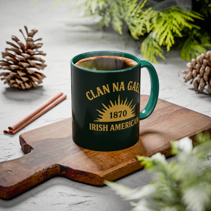 "Clan na Gael - Irish American", Colorful Mugs (11oz, 15oz) (Túath Green)