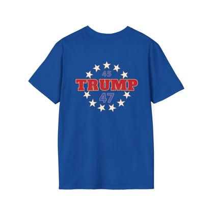 "Trump 45-47 Circle of Stars", Unisex Softstyle T-Shirt