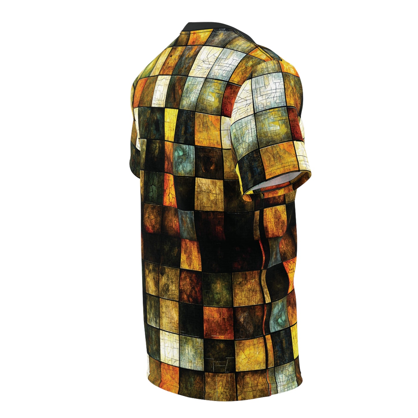 "Wood Block Pattern" #01, Fine Art Unisex T-Shirt (Dark Dùn Grey Collar)