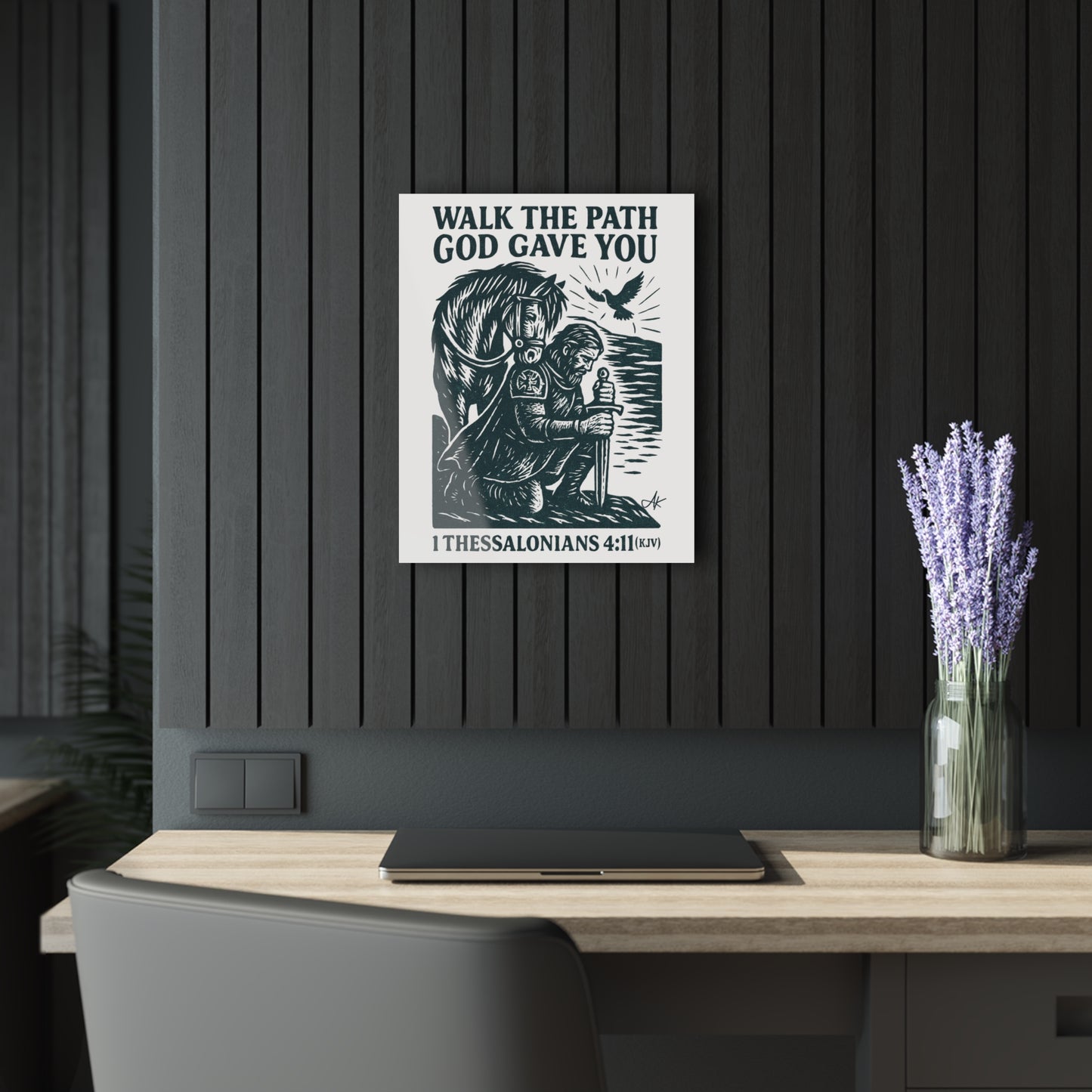 "1 Thessalonians 4:11 (KJV)", Acrylic Wall Prints (French Cleat Hanging) (Porcelain White)