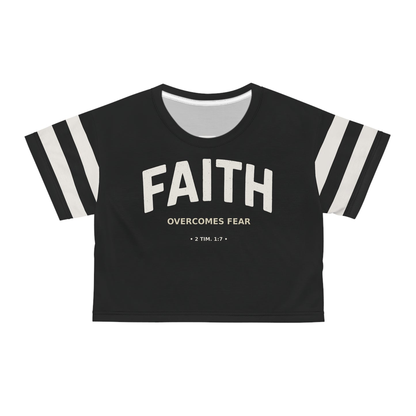 "Faith Overcomes Fear", Crop Tee (Moonless Black)