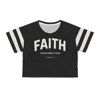 "Faith Overcomes Fear", Crop Tee (Moonless Black)