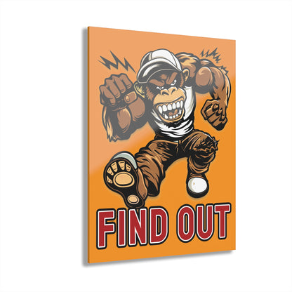 "Find Out", Acrylic Wall Prints (French Cleat Hanging) (Goldfish Orange)