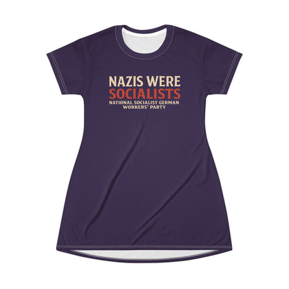 "Nazis were Socialists", T-Shirt Dress (Russian Violet)