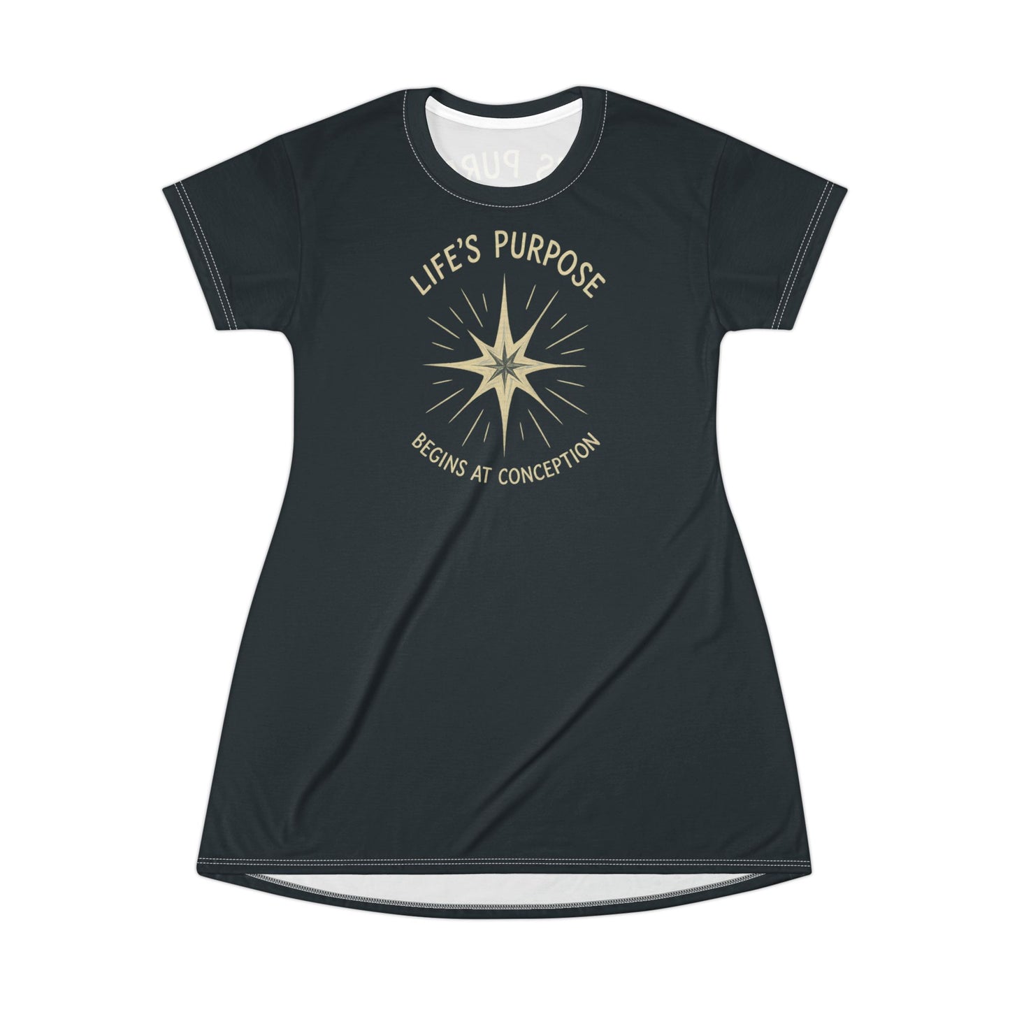 "Life's Purpose Begins at Conception #02", T-Shirt Dress (Eucalyptus Green)