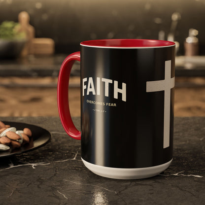 "Faith Overcomes Fear", Colorful Mugs (11oz, 15oz)