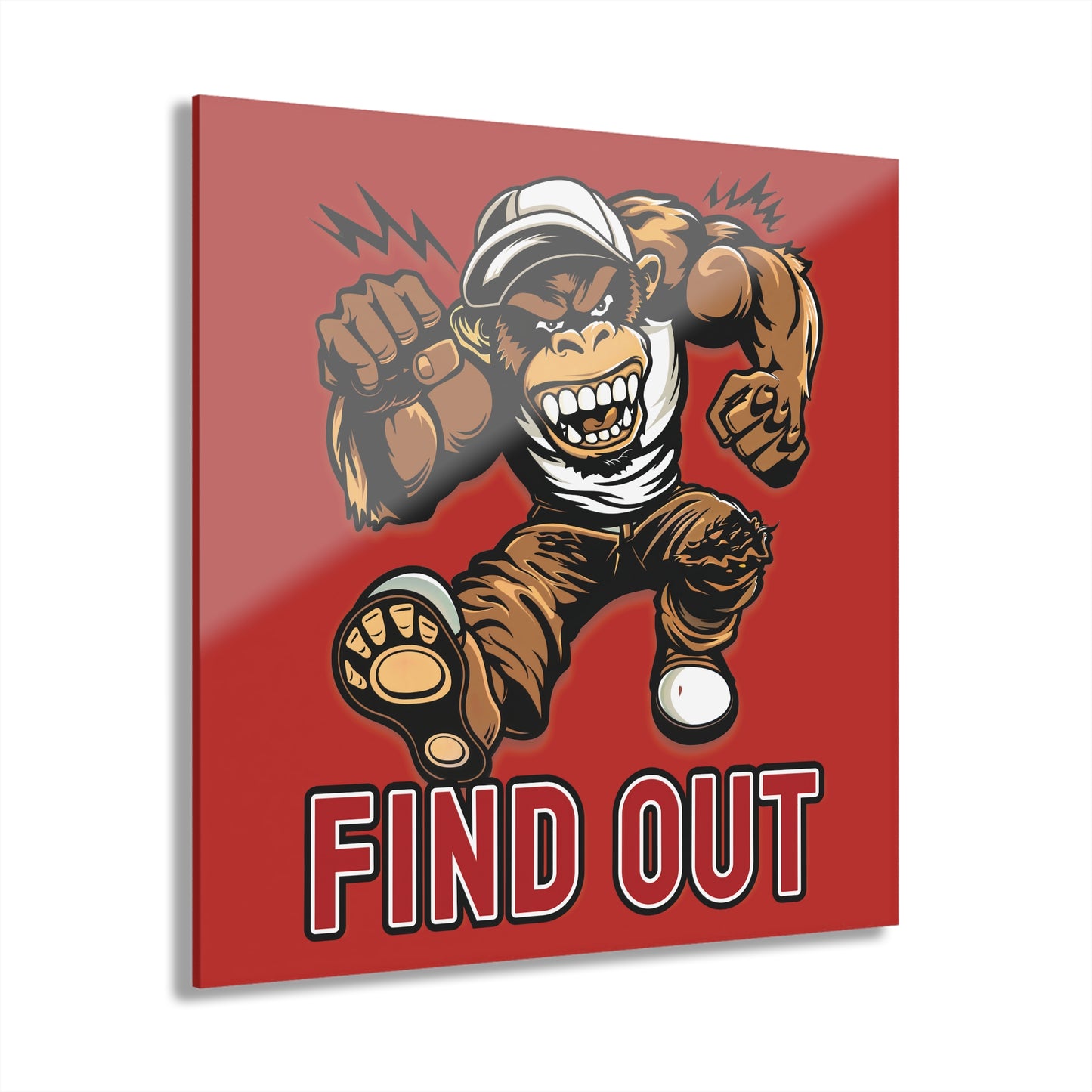 "Find Out", Acrylic Wall Prints (French Cleat Hanging) (Mid Scarlet)