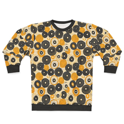"Old 45's", Wearable Pattern Art Unisex Sweatshirt (70's Black Cuffs)