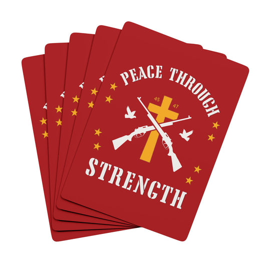 "Peace Through Strength" #01, Political Playing Cards (Blood Red)