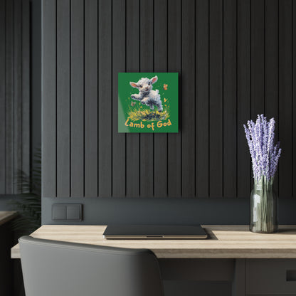 "Lamb of God", Kids Acrylic Wall Prints (French Cleat Hanging) (Patrick Leaf Green)