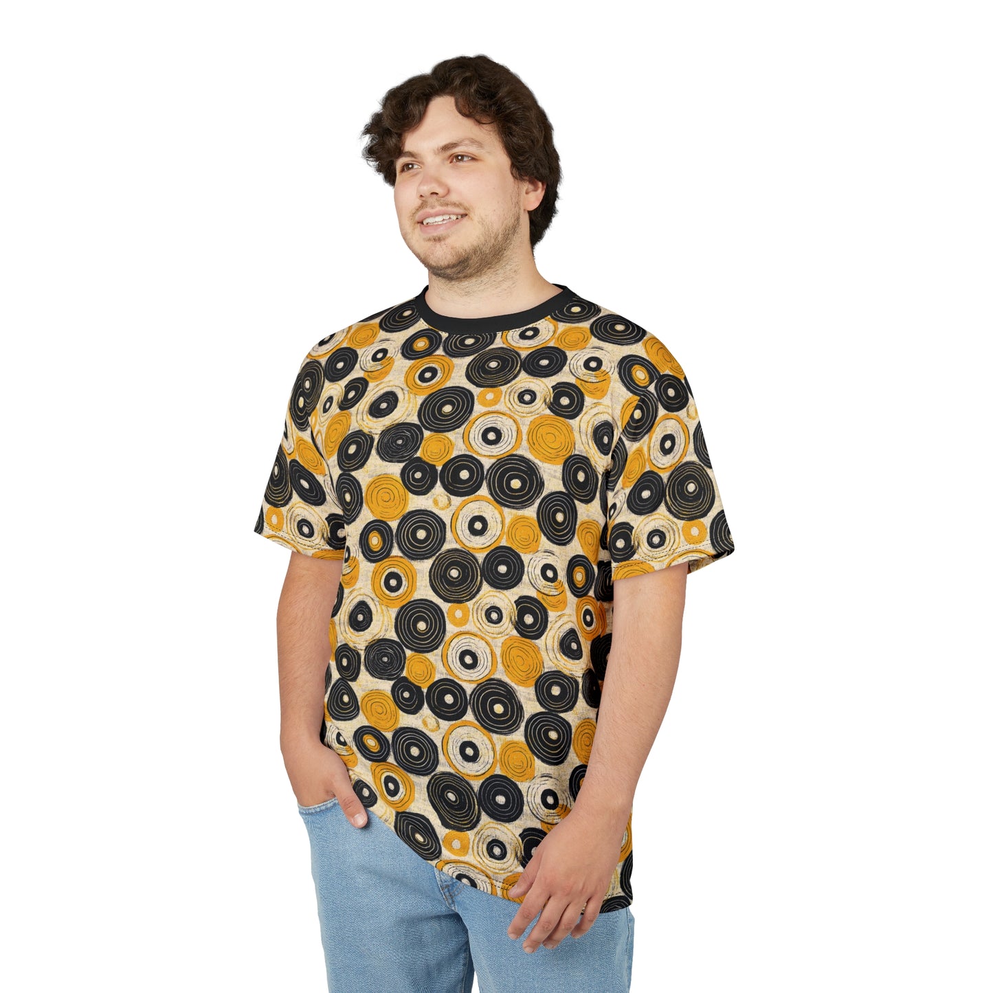 "Old 45's", Wearable Pattern Art Unisex Tee (70's Black Collar)