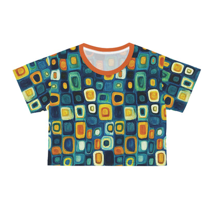 "Soul Mosaic", Crop Tee (Metallic Orange Collar)