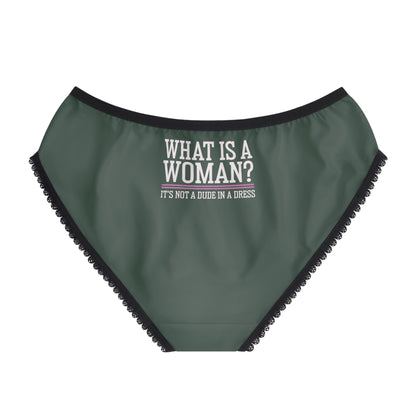 "What is a Woman" #02, Women's Briefs (Old Growth Green)