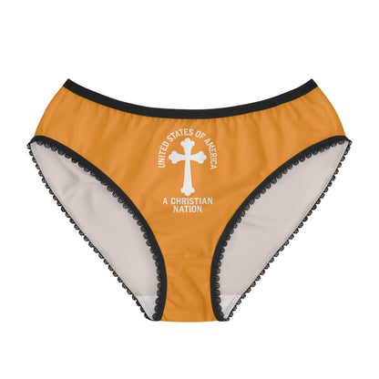 "USA - A Christian Nation" #04, Women's Briefs (Dutch Orange)