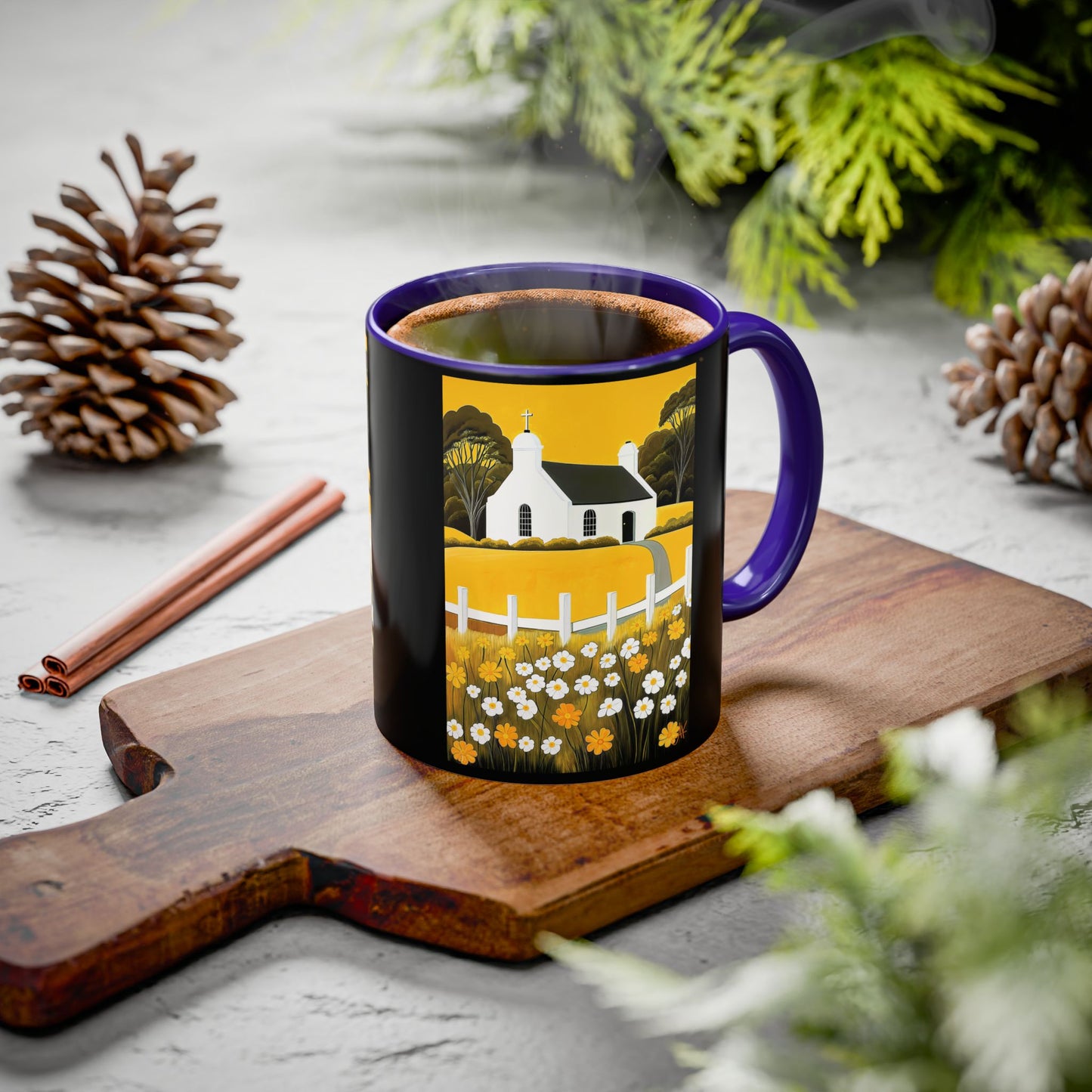 "Eaglais a’ Bhuidhe (Gaelic) - The Church of Golden Hope (English)", Colorful Mugs (11oz & 15oz)