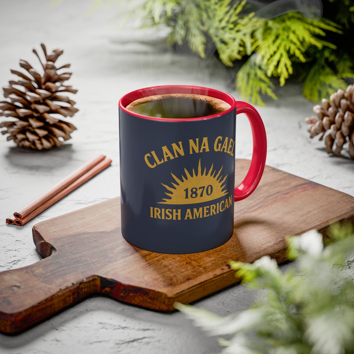 "Clan na Gael - Irish American", Colorful Mugs (11oz, 15oz) (Blue Burka Grey)