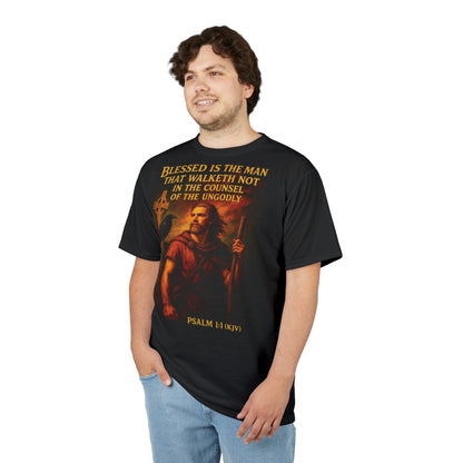 "Psalm 1:1 (KJV)", Wearable Art Unisex T-shirt (Void Black)