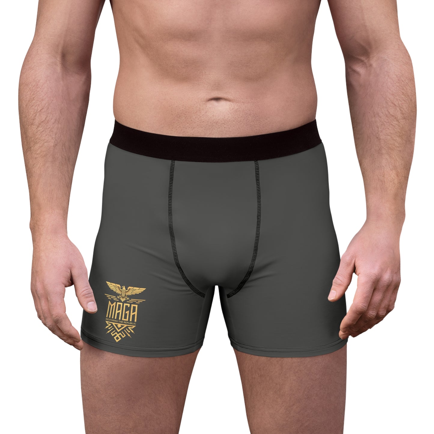 "MAGA Restoring the Republic" #02, Men's Boxer Briefs (Panzer Grey)