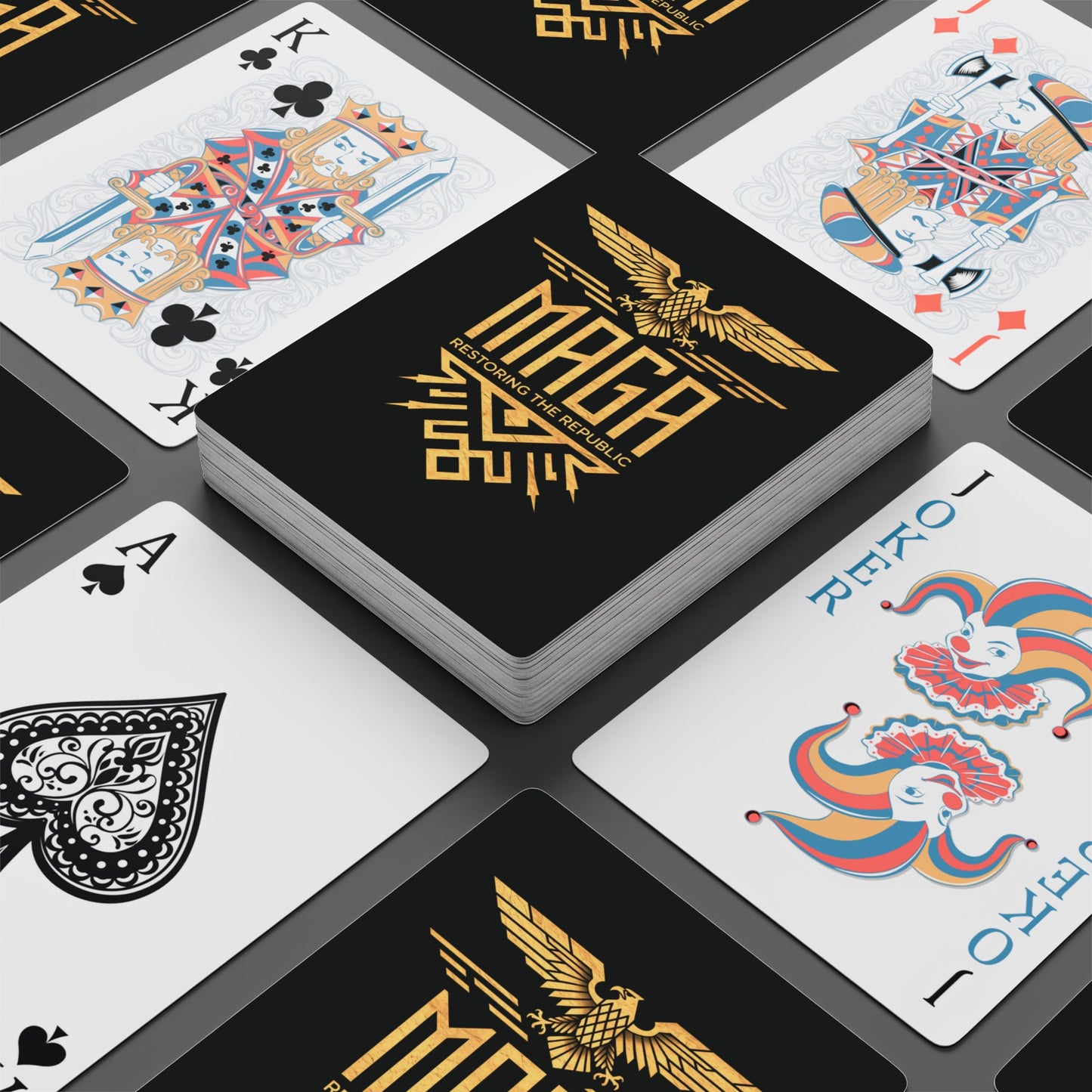 "MAGA Restoring the Republic" #02, Political Playing Cards (Void Black)