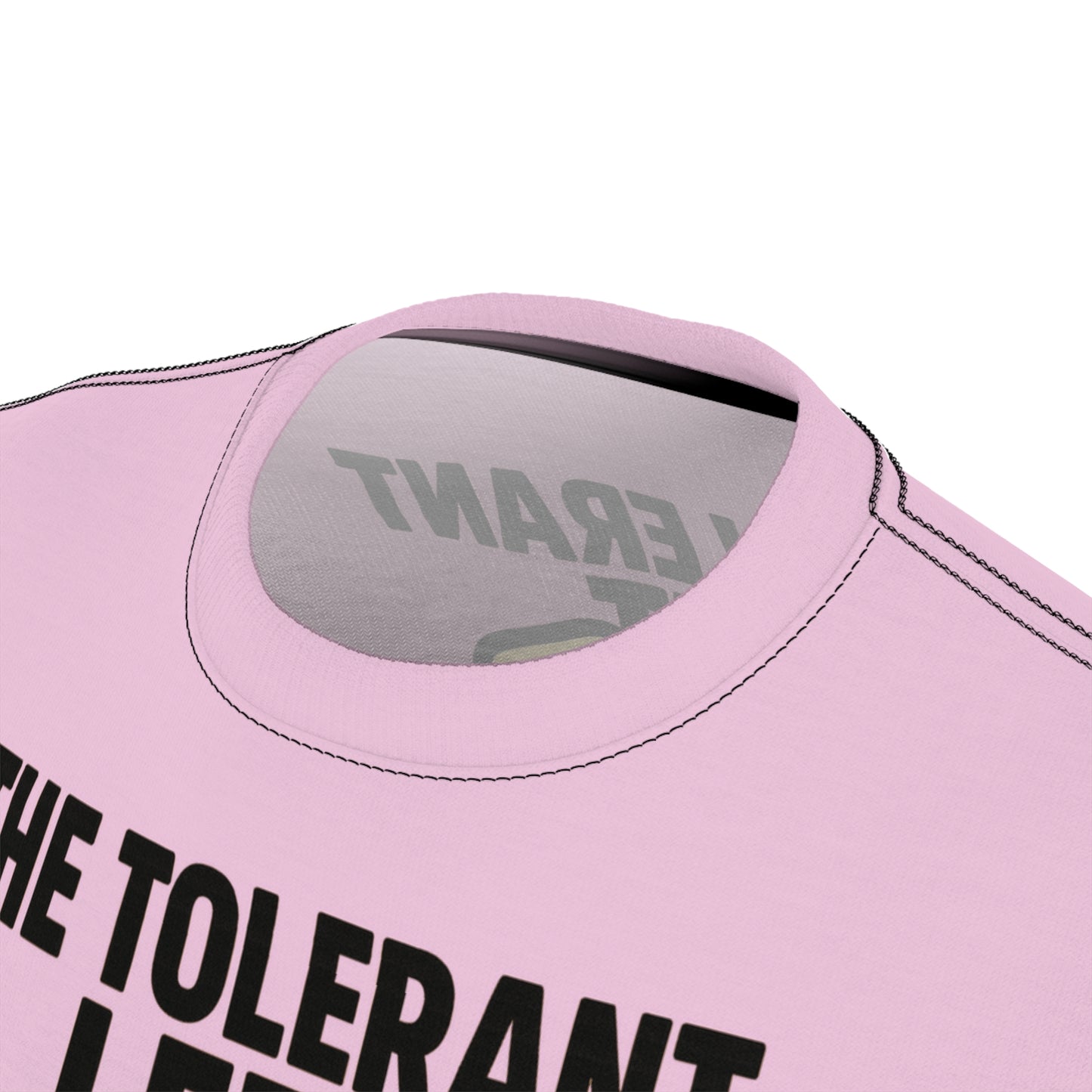 "The Tolerant Left", Unisex T-shirt (Abbey Veil Pink)