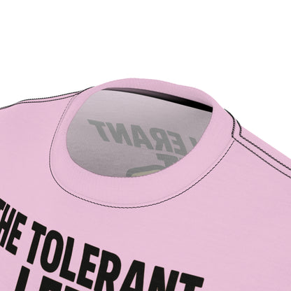 "The Tolerant Left", Unisex T-shirt (Abbey Veil Pink)