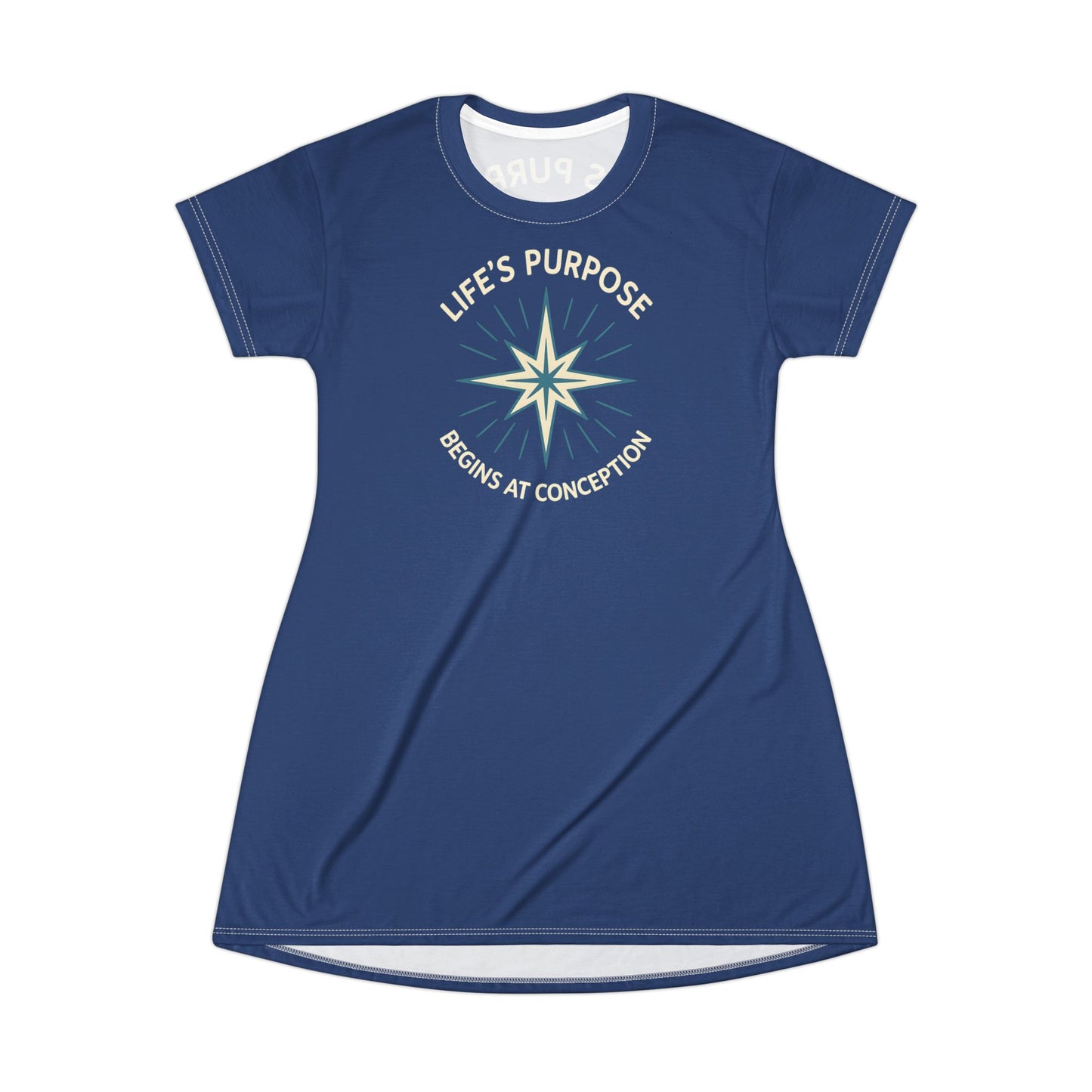 "Life's Purpose Begins at Conception #01", T-Shirt Dress (Mermaid Blues)