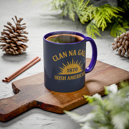 "Clan na Gael - Irish American", Colorful Mugs (11oz, 15oz) (Blue Burka Grey)