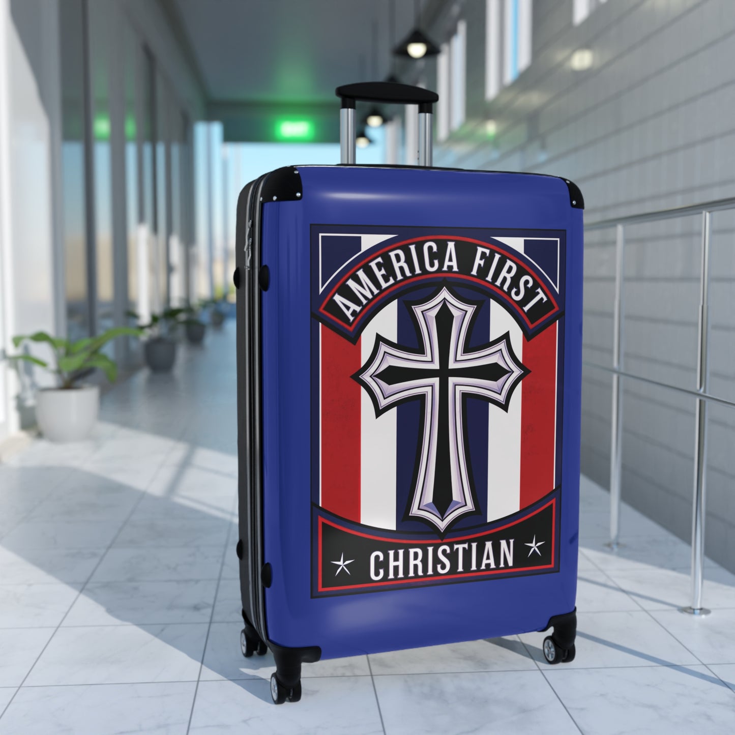"America First Christian" Wall Art #11 Suitcases (Egyptian Blue)