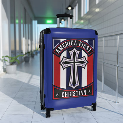 "America First Christian" Wall Art #11 Suitcases (Egyptian Blue)