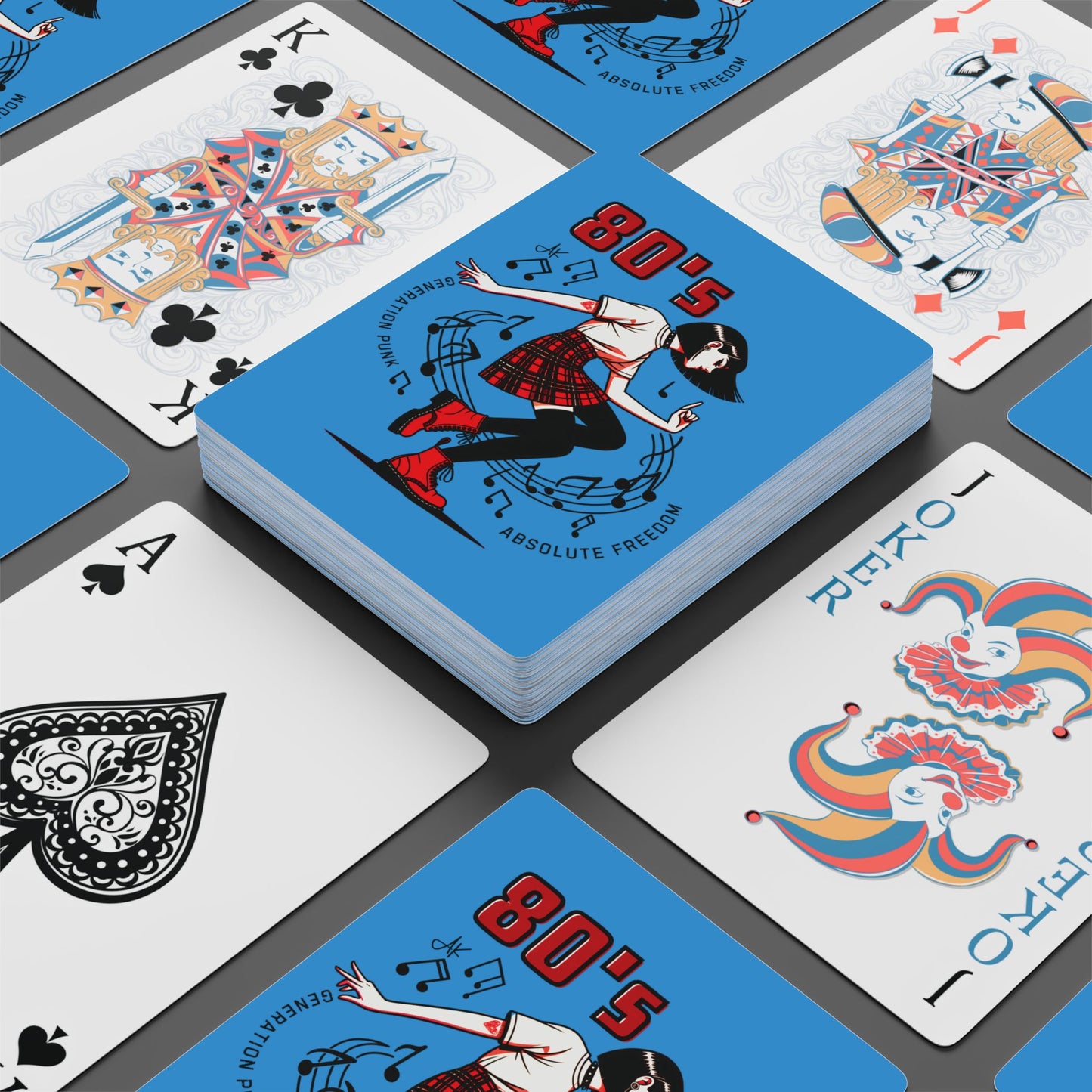 "80's Generation Punk", Retro Playing Cards (Chlorine Blue)