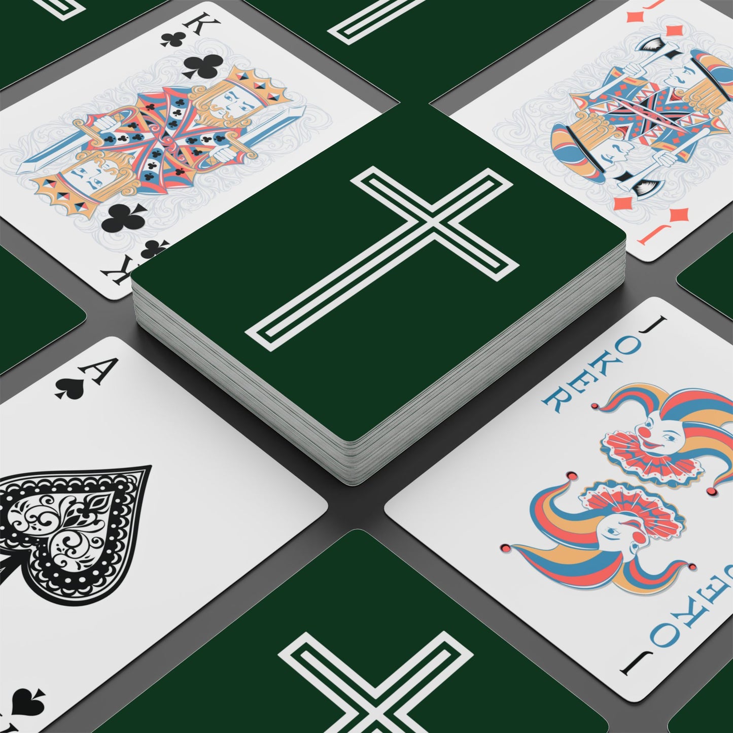 "A Simple Cross", Chrsitian Playing Cards (Zucchini Green)