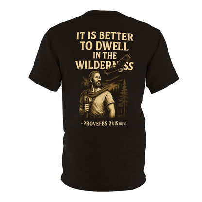 "Proverbs 21:19 (KJV)", Wearable Art Unisex T-shirt (Ironbark Brown)