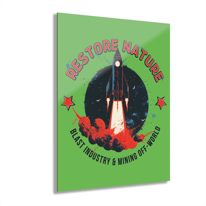 "Restore Nature", Acrylic Wall Prints (French Cleat Hanging) (Neon Green)